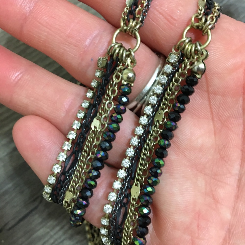 Black & Gold Tone Multi strand Necklace
